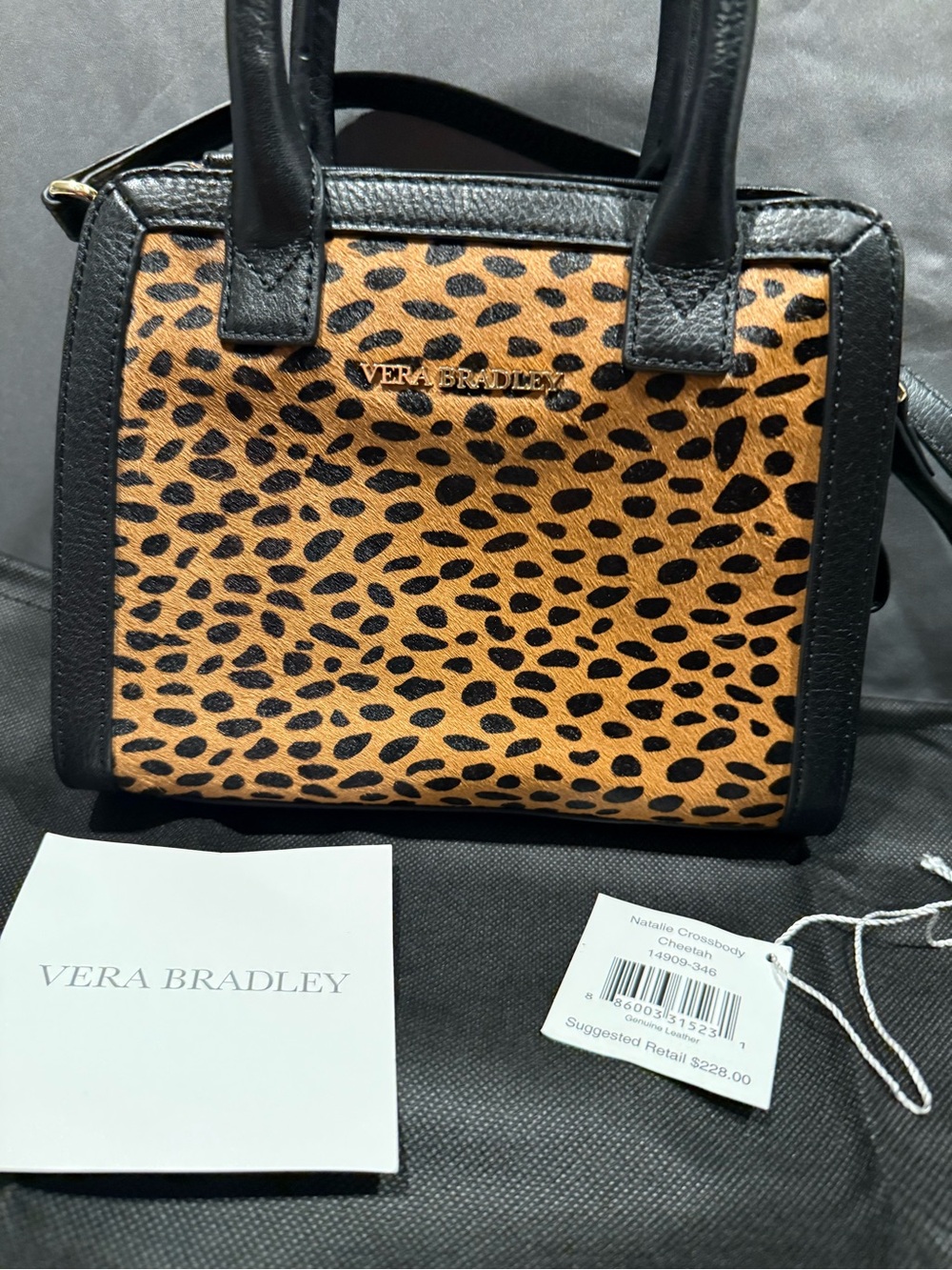 Vera Bradley Cheetah-Print Mini Satchel - Black & Tan